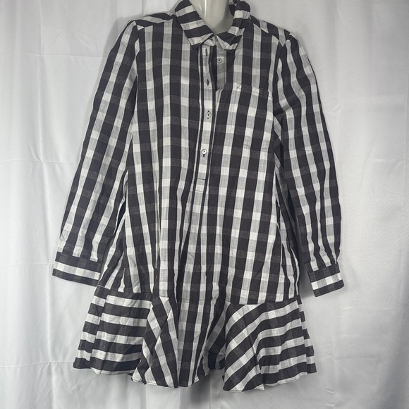 Chic Black and White Checkered Mini Dress - Picture 2 of 7